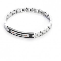 4US Cesare Paciotti Black Holes 2 Dots Bracciale Acciaio